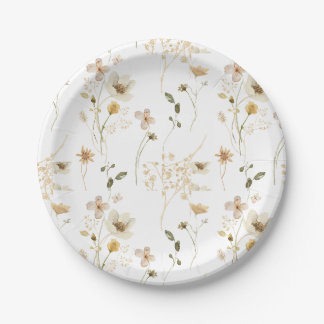Prato De Papel Jardim de flores silvestres Boho Floral chá de noi