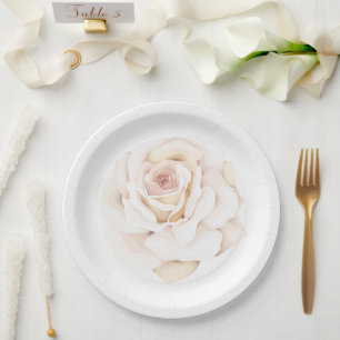 Prato De Papel Jardim de Rosas Elegantes Rosa Pastel Floral Casam