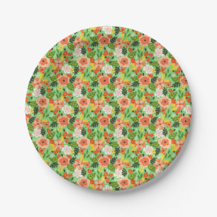 Prato De Papel Jardim Floral Flor de Flor de Sangue Rosa-Verde