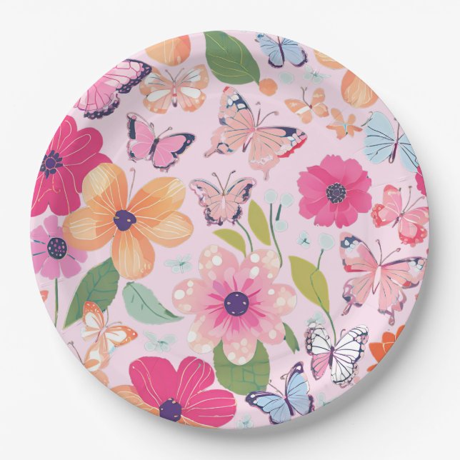 Prato De Papel Jardim Floral Rosa bonito (Frente)
