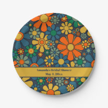 Jardim Retro Floral Groovy Chuveiro de Noiva Anos 