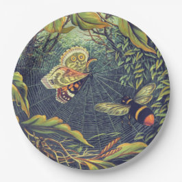 Prato De Papel Jardim vintage de teia-borboleta