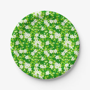 Prato De Papel Jasmim branco entre folhas verdes