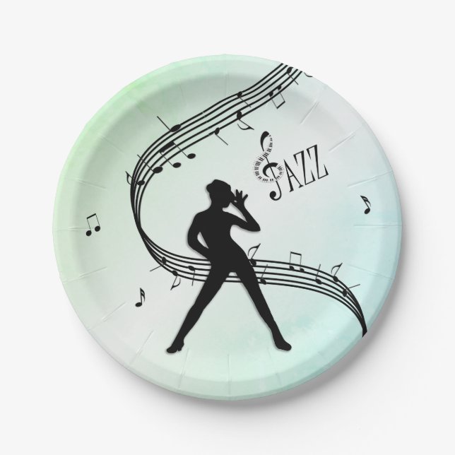 Prato De Papel Jazz Dance Green Music (Frente)