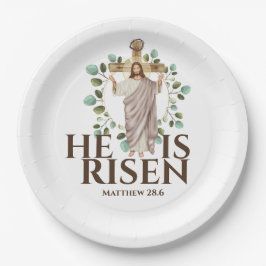 Prato De Papel Jesus, cruz de madeira. Ele é feriado de Páscoa Ri