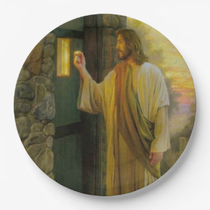 Prato De Papel Jesus em seu vintage da porta