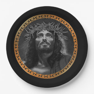 Prato De Papel Jesus que olha nos céus