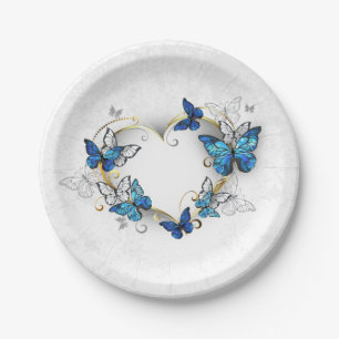 Prato De Papel Jewelry Heart with Butterflies Morpho