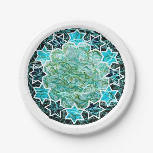 Prato De Papel Jewish Star Medallion Art (Frente)