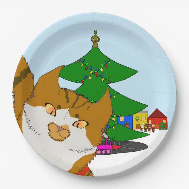 Prato De Papel Jingle Claws Holiday Kids Party Paper Plate (Frente)