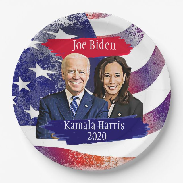 Prato De Papel Joe Biden e Kamala Harris 2020 Party (Frente)