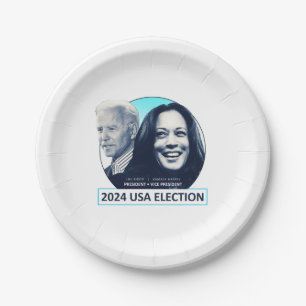 Prato De Papel Joe Biden e Kamala Harris 2024 ELEIÇÕES NOS EUA