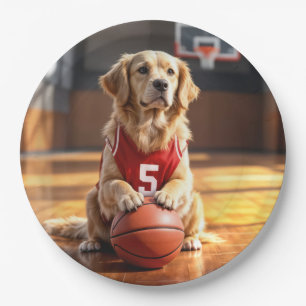 Prato De Papel Jogador de basquete de ouro