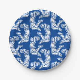 Prato De Papel Jogador de Basquete Fazendo Design Luz de Slam Dun