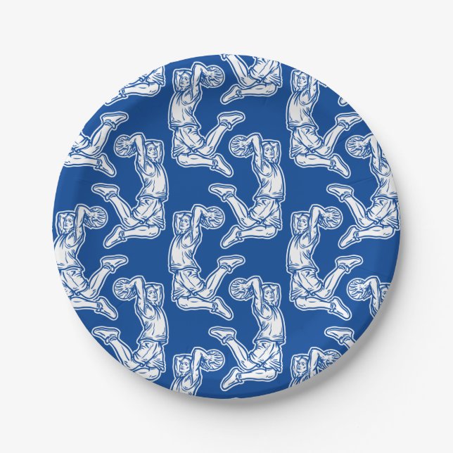 Prato De Papel Jogador de Basquete Fazendo Design Luz de Slam Dun (Frente)