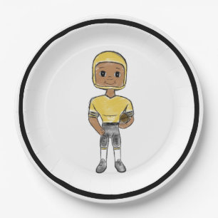 Prato De Papel jogador de futebol retrô vintage preto amarelo sim