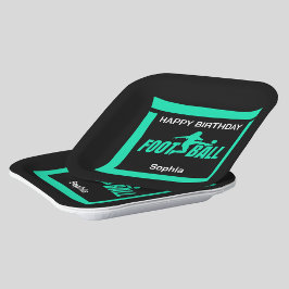 Prato De Papel Jogadora de futebol verde, equipe de aniversários