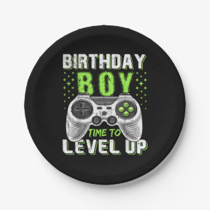 Prato De Papel Jogo de Vídeo do Birthday Boy Level Up