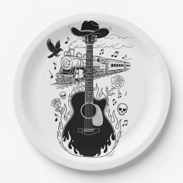 Prato De Papel Johnny Cash Theme Plates (Frente)