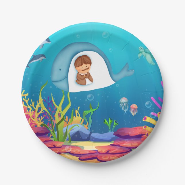 Prato De Papel Jonah e Whale Kids Paper Plates (Frente)