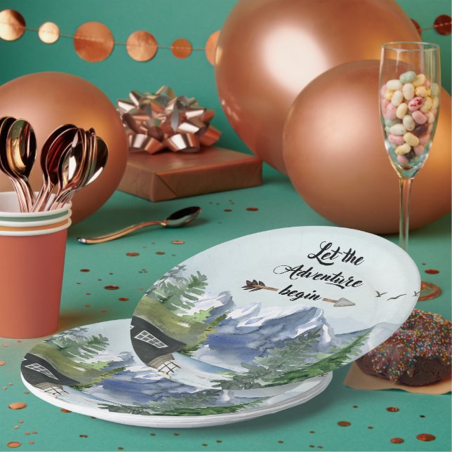 Prato De Papel Jornada Começa Aquarela Russa da Montanha (Múltiplo)