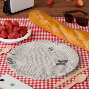 Prato De Papel Jornal Rustic Vintage - Peças rasgadas - Impressão