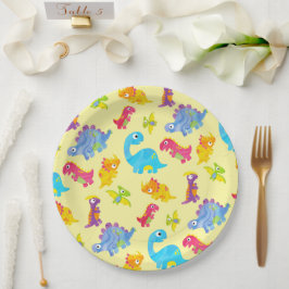 Prato De Papel Jovem Dinossauro Amarelo-Amarelo-Cachorro Amarelo