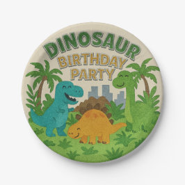 Prato De Papel Jovem Dinossauro da Textura Sensível