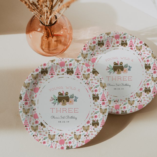 Prato De Papel Jovem, Selvagem e Três Festas de aniversário (Criador carregado)