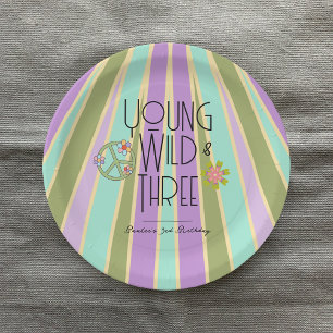 Prato De Papel Jovem, Selvagem e Três   Kid Birthday Plates   Arr