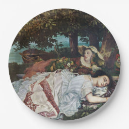 Prato De Papel Jovens damas nas margens do Sena (Verão)