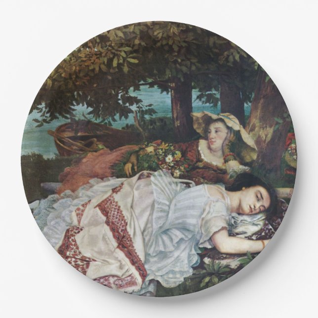 Prato De Papel Jovens damas nas margens do Sena (Verão) (Frente)