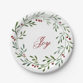 Prato De Papel Joy Christmas Wreath Plate
