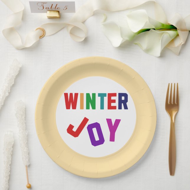 Prato De Papel Joy de inverno - Letras Coloridas Cozinhas (Casamento)