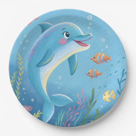 Prato De Papel Joyful Dolphin Moments