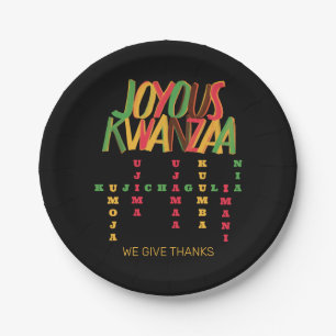 Prato De Papel Joyous KWANZAA Princípios Cruzados