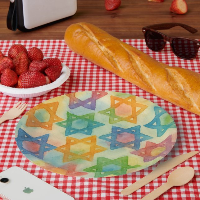 Prato De Papel Judaica - Placas de Papel Personalizáveis - Estrel (Piquenique)