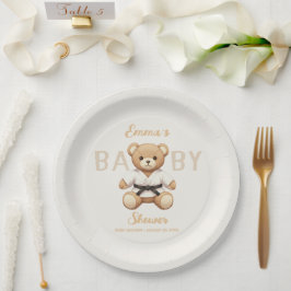 Prato De Papel Judo Black Belt Bear Baby Shower Collection