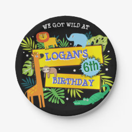 Prato De Papel JUNGLE ANIMAIS SAFARI ZOO - Aniversário