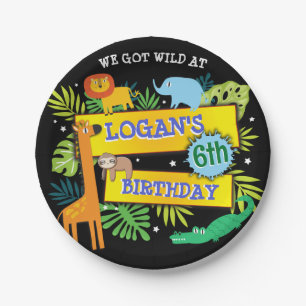 Prato De Papel JUNGLE ANIMAIS SAFARI ZOO - Aniversário