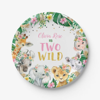 Prato De Papel Jungle Girl Birthday Safari Animals Paper Plates