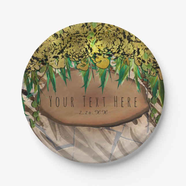 Prato De Papel JUNGLE PARTITY Dourado Glam Animal Print Aniversár (Frente)