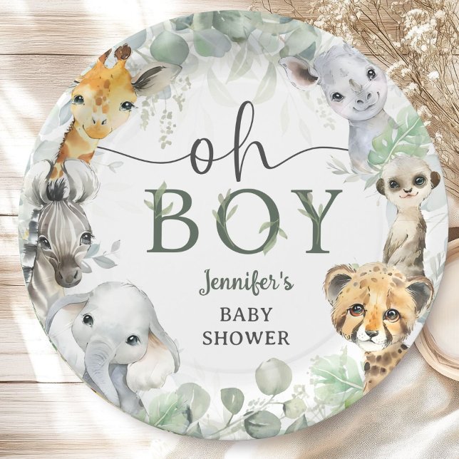Prato De Papel Jungle Safari Animals Baby Shower Oh Boy (Criador carregado)