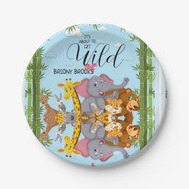 Prato De Papel Jungle Safari "It's About To Get Wild" Baby Shower