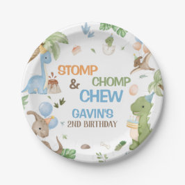 Prato De Papel Jurassic Cute Dinosaur Birthday Party