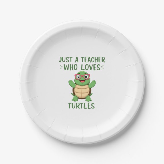 Prato De Papel Just a Teacher Who Loves Turtles Turtle Lover Educ (Frente)