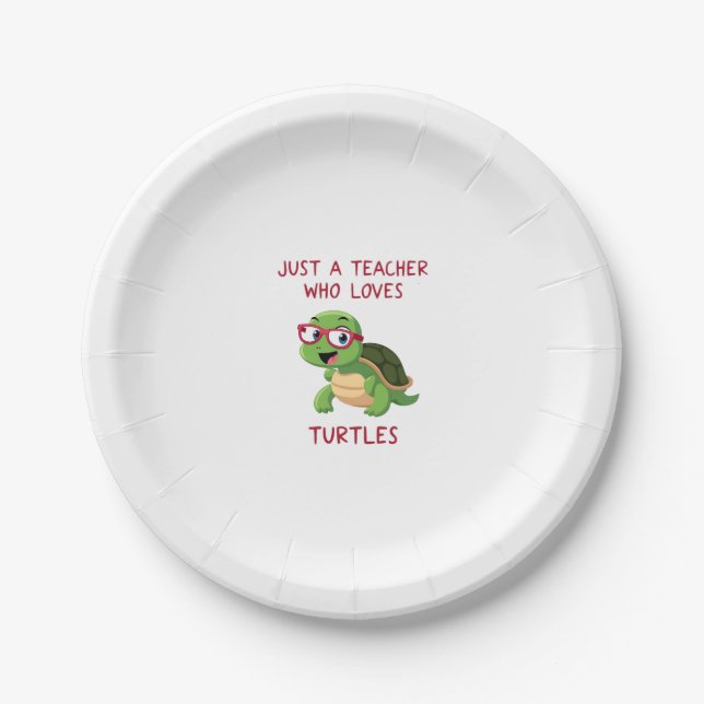 Prato De Papel Just a Teacher Who Loves Turtles Turtle Lover Educ (Frente)