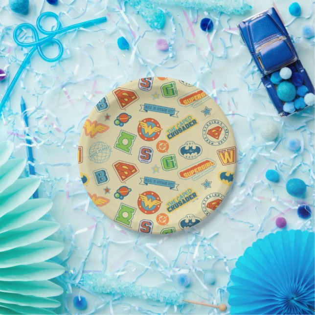 Prato De Papel Justice League Super Hero Badge Pattern (Festa)