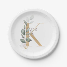 Prato De Papel K Monograma Floral