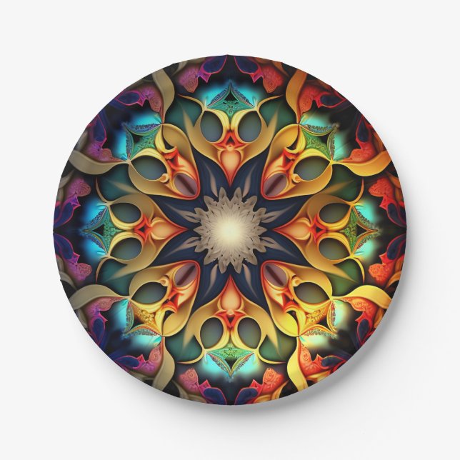 Prato De Papel Kaleidoscope Mandala Flower Design- 23091 (Frente)